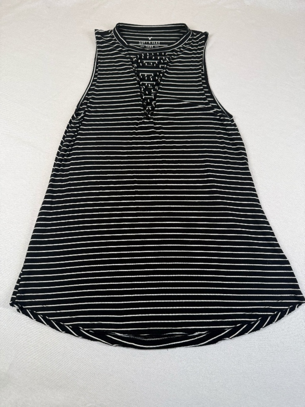 American Eagle Outfitters Women's Soft Tank Top Size XS - Black/White Stripe